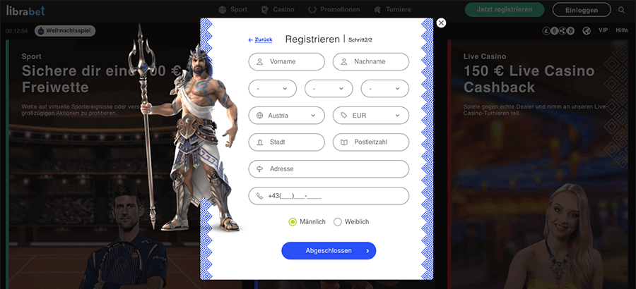 LibraBet anmeldeprozess - schritt 2